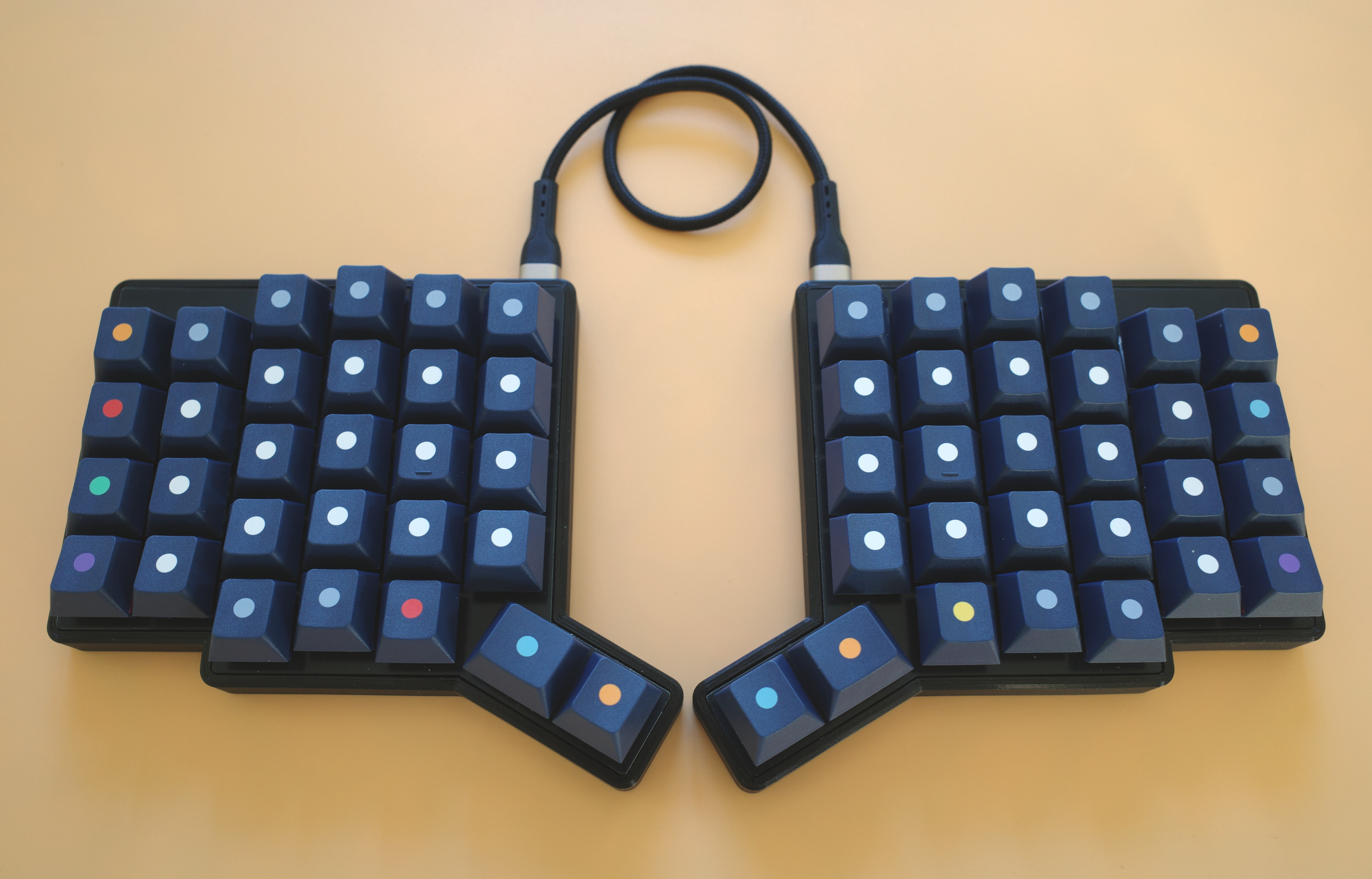 3D Printed Case - Top view with USB-C interconnect cable