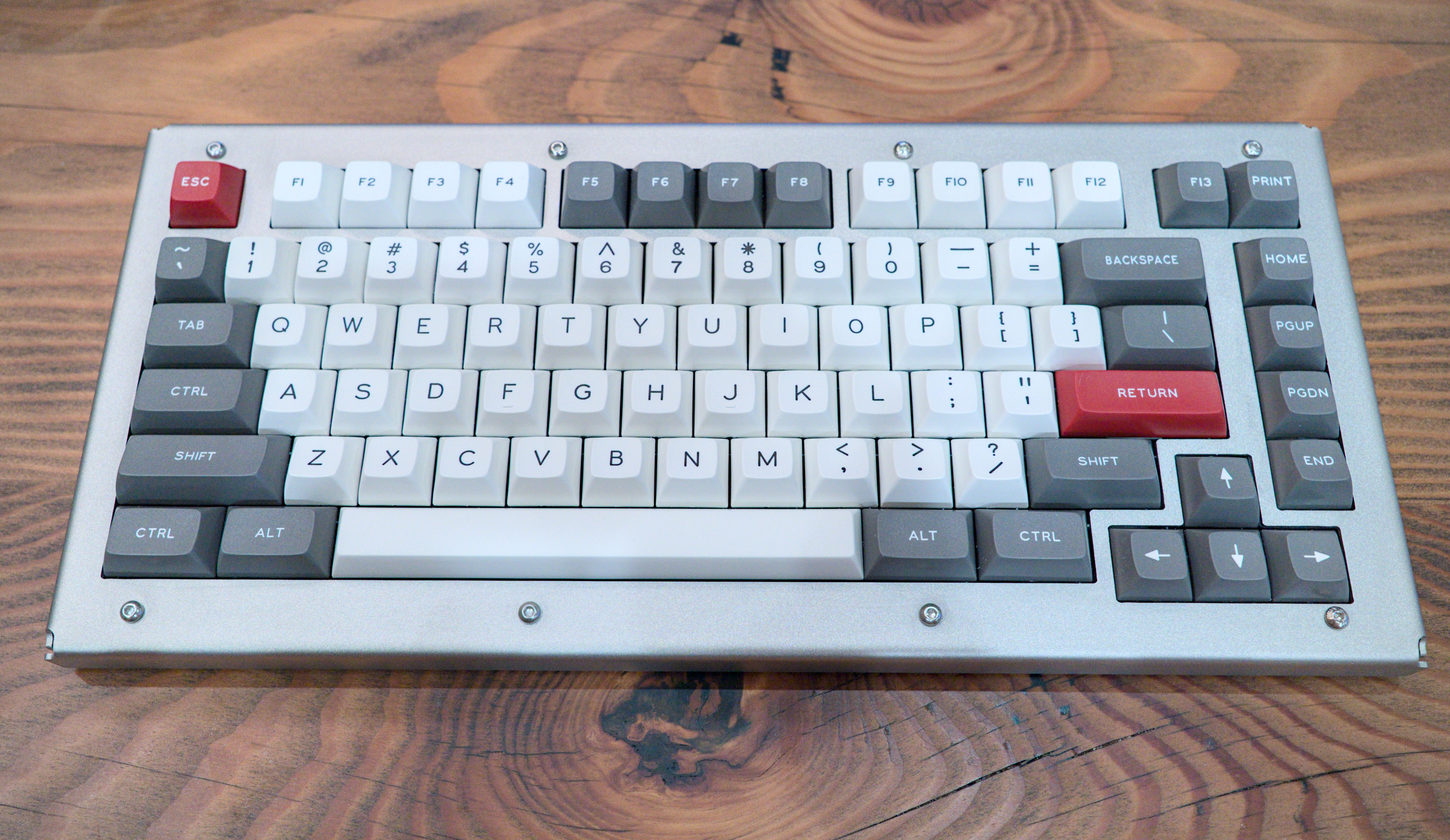 Heavy Metal Keyboard 75% in Stainless Steel with DSS Honeywell keycaps