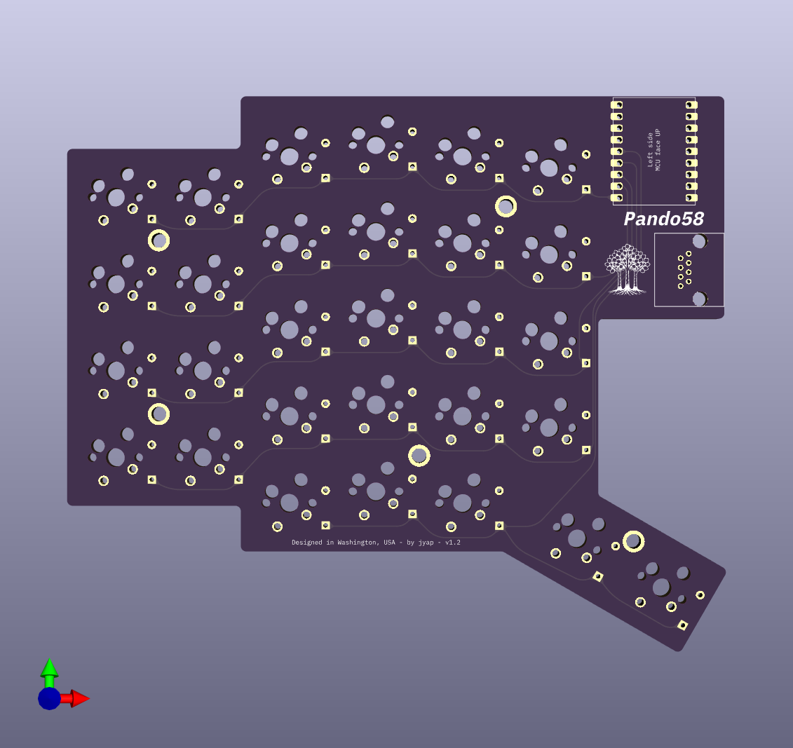 Pando58 version 1.2 left PCB