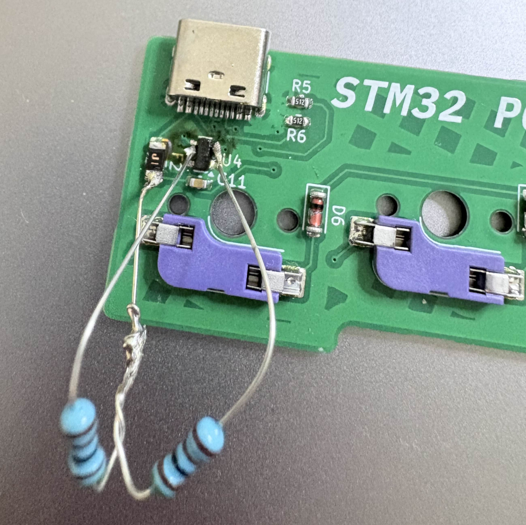 PCB version 3 with bodged pull-up resistors
