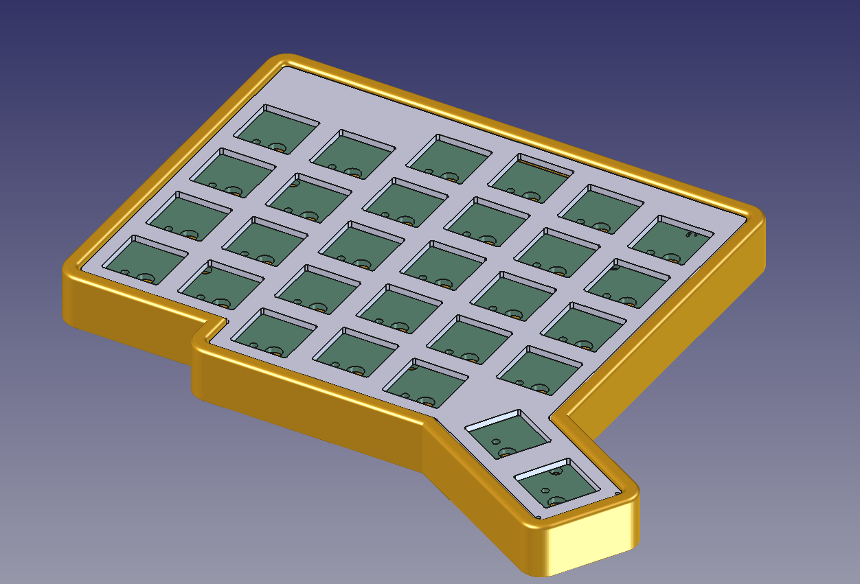 FreeCAD render of the Pando left half case